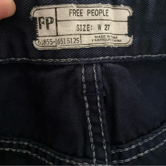 Free People Blue / Black Cut off Denim Jean Shorts size 27 - Picture 3 of 4